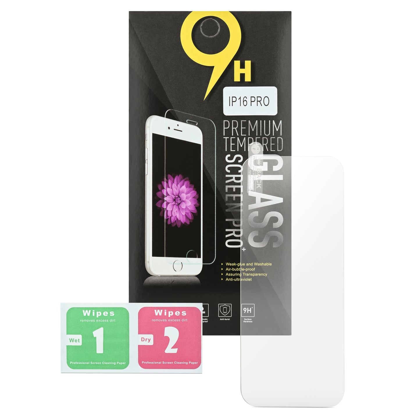 2x Premium Glass,Schutzfolie für iPhone 16, iPhone 16 Pro, iPhone 16 Pro Max,