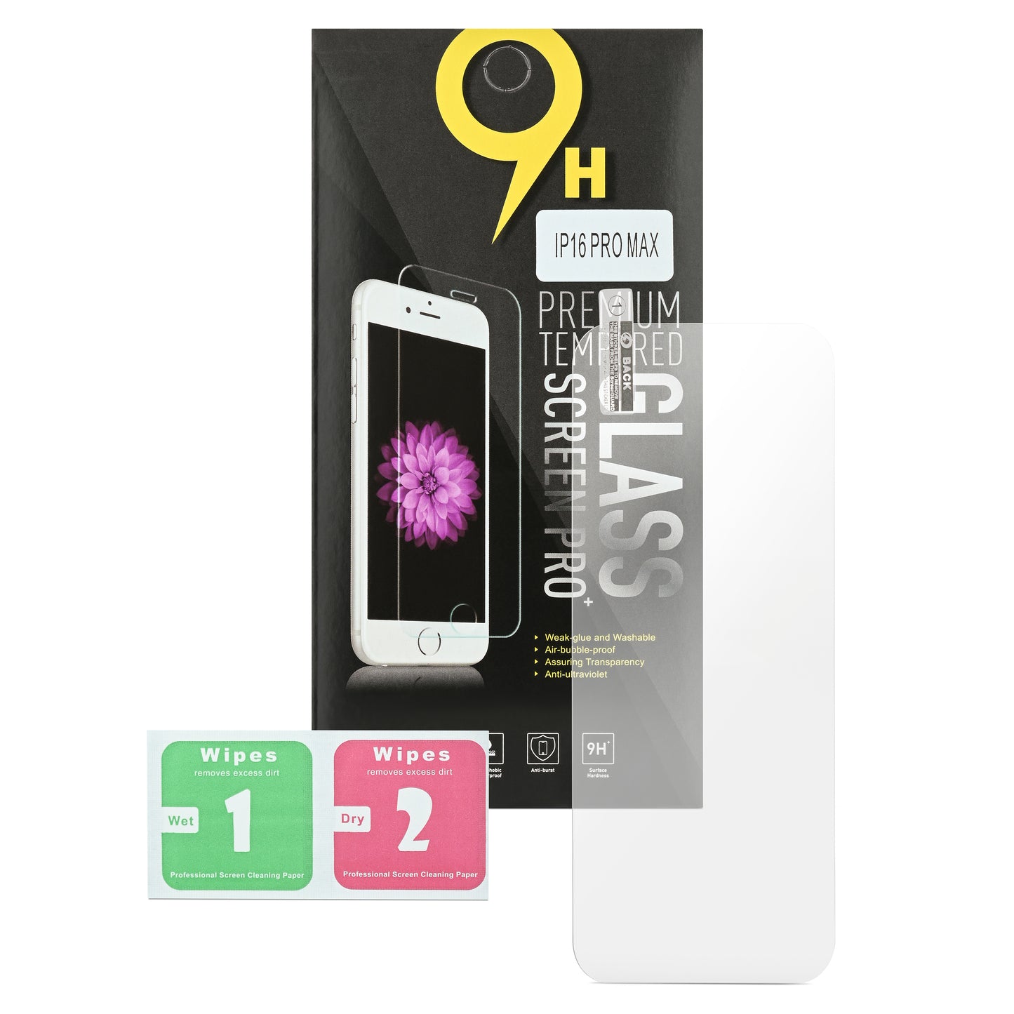 2x Premium Glass,Schutzfolie für iPhone 16, iPhone 16 Pro, iPhone 16 Pro Max,