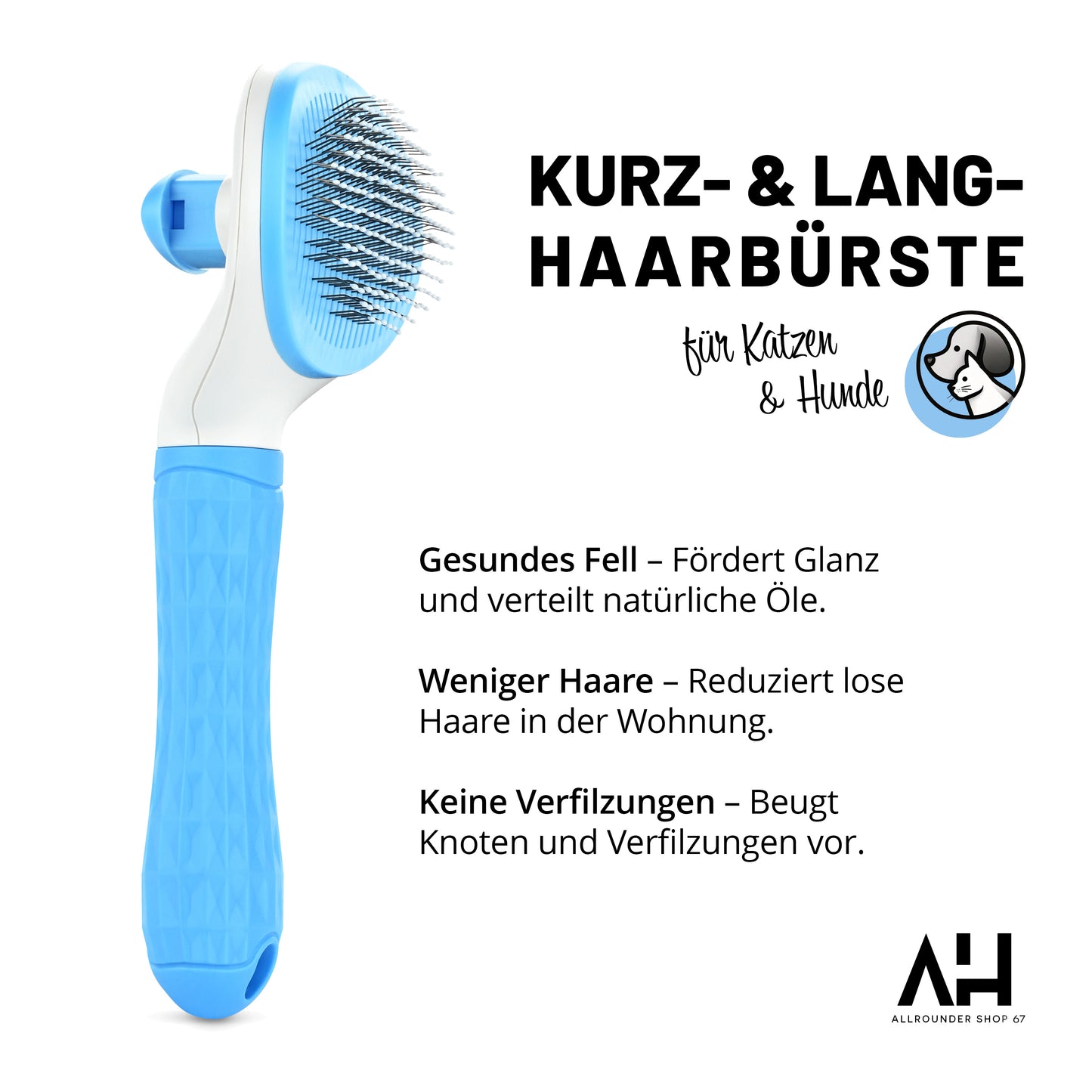 Hunde- und Katzenbürste, Selbstreinigend