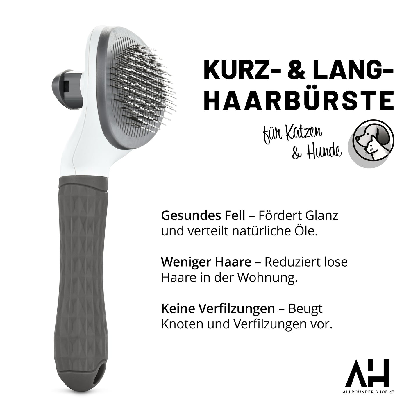 Hunde- und Katzenbürste, Selbstreinigend