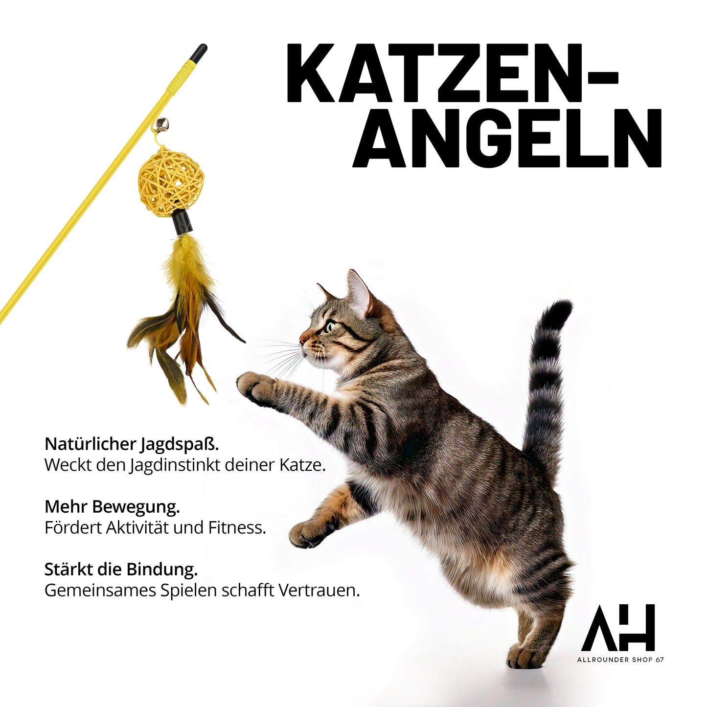 Katzenspielzeug/Katzenangel mit Feder