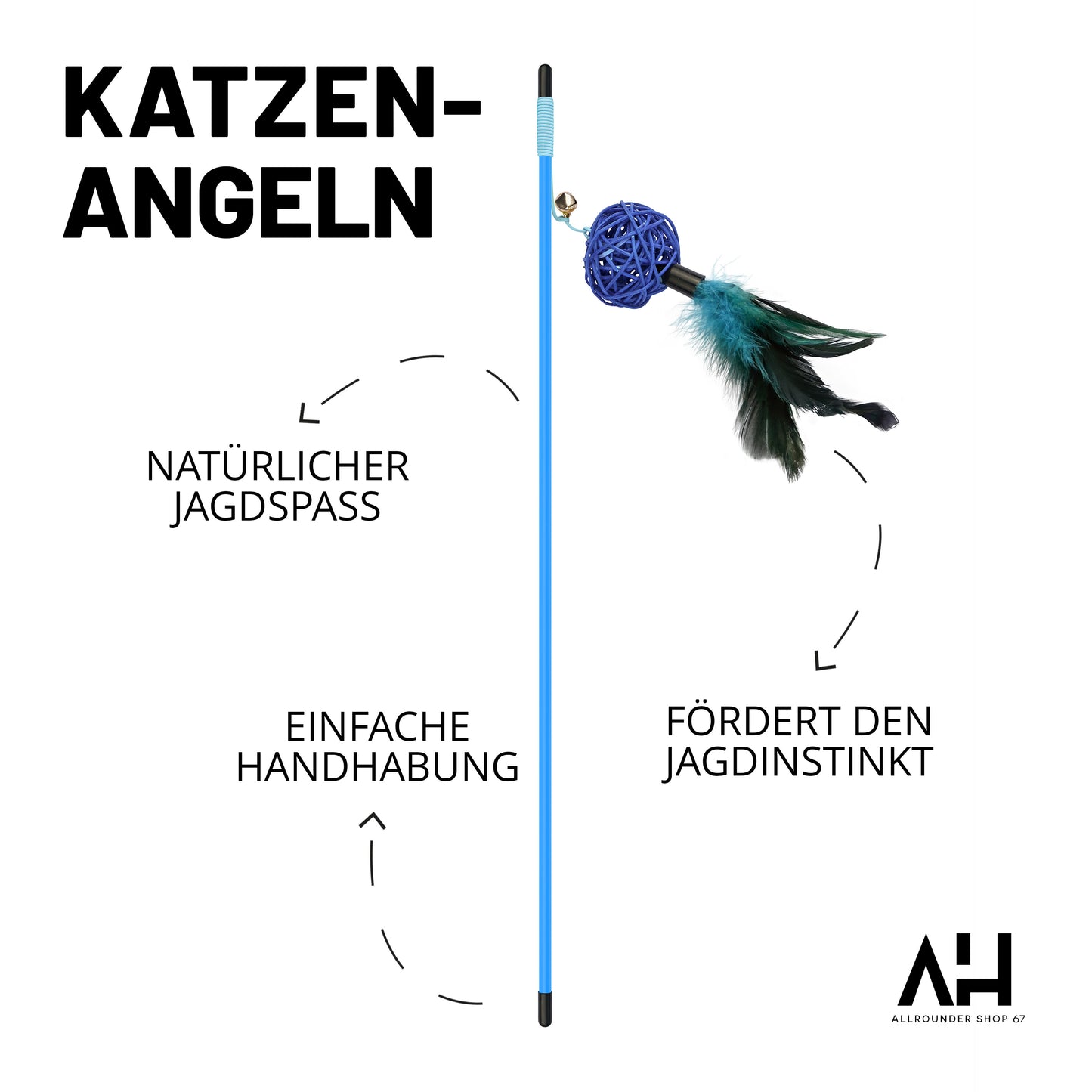 Katzenspielzeug/Katzenangel mit Feder