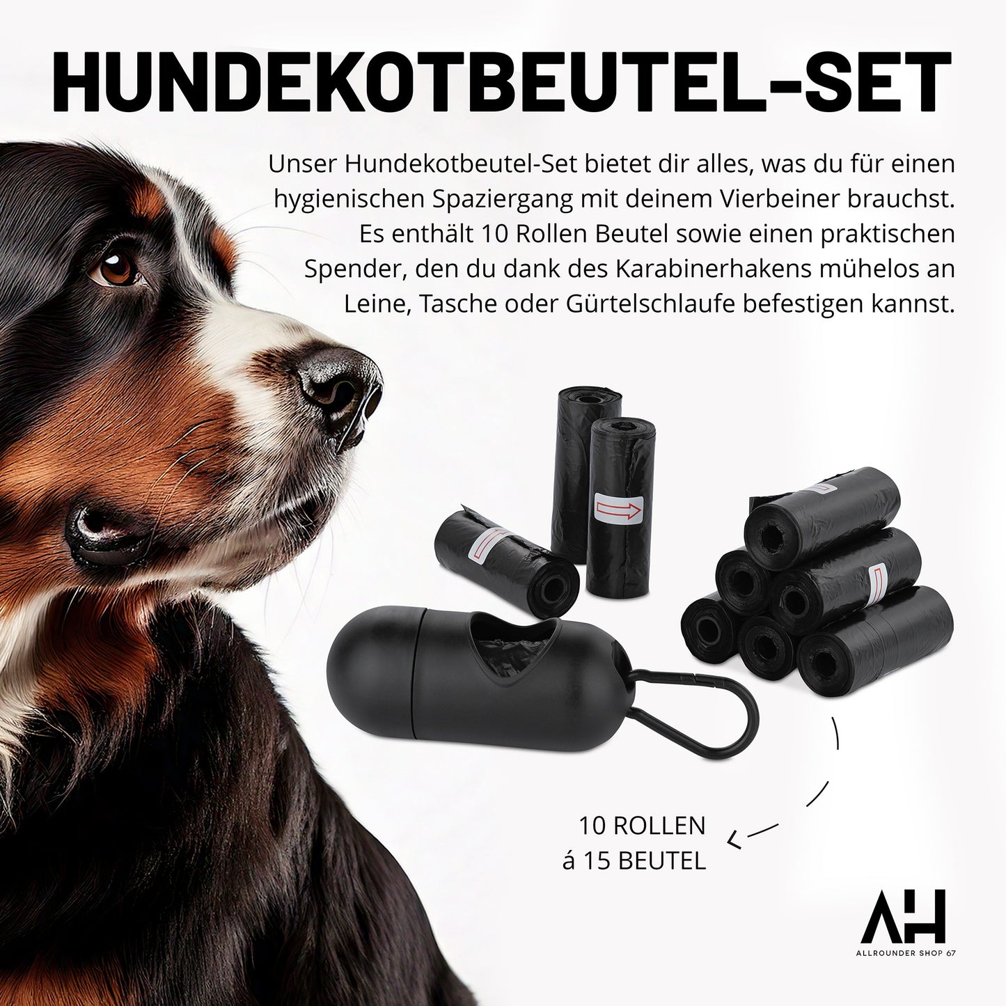 Hundekotbeutel mit Spender und Leinenclip