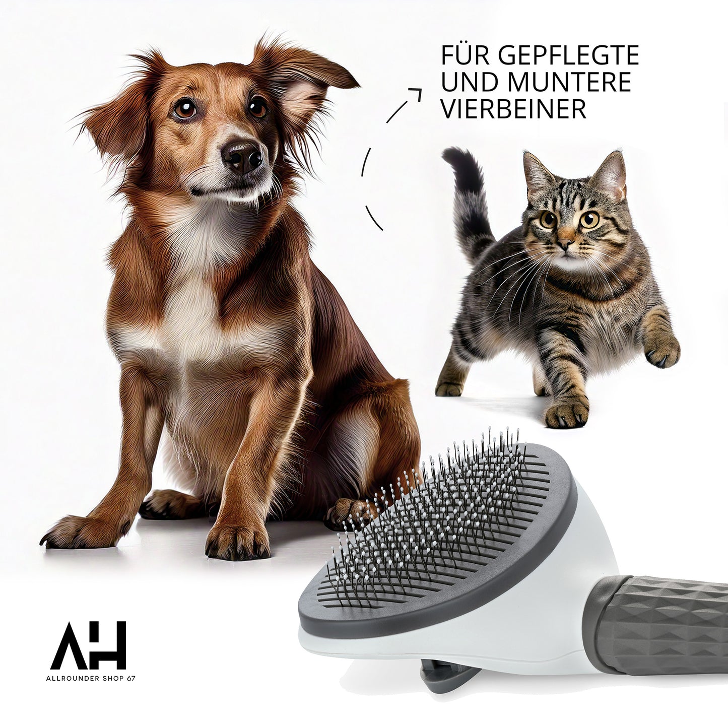 Hunde- und Katzenbürste,  Selbstreinigend